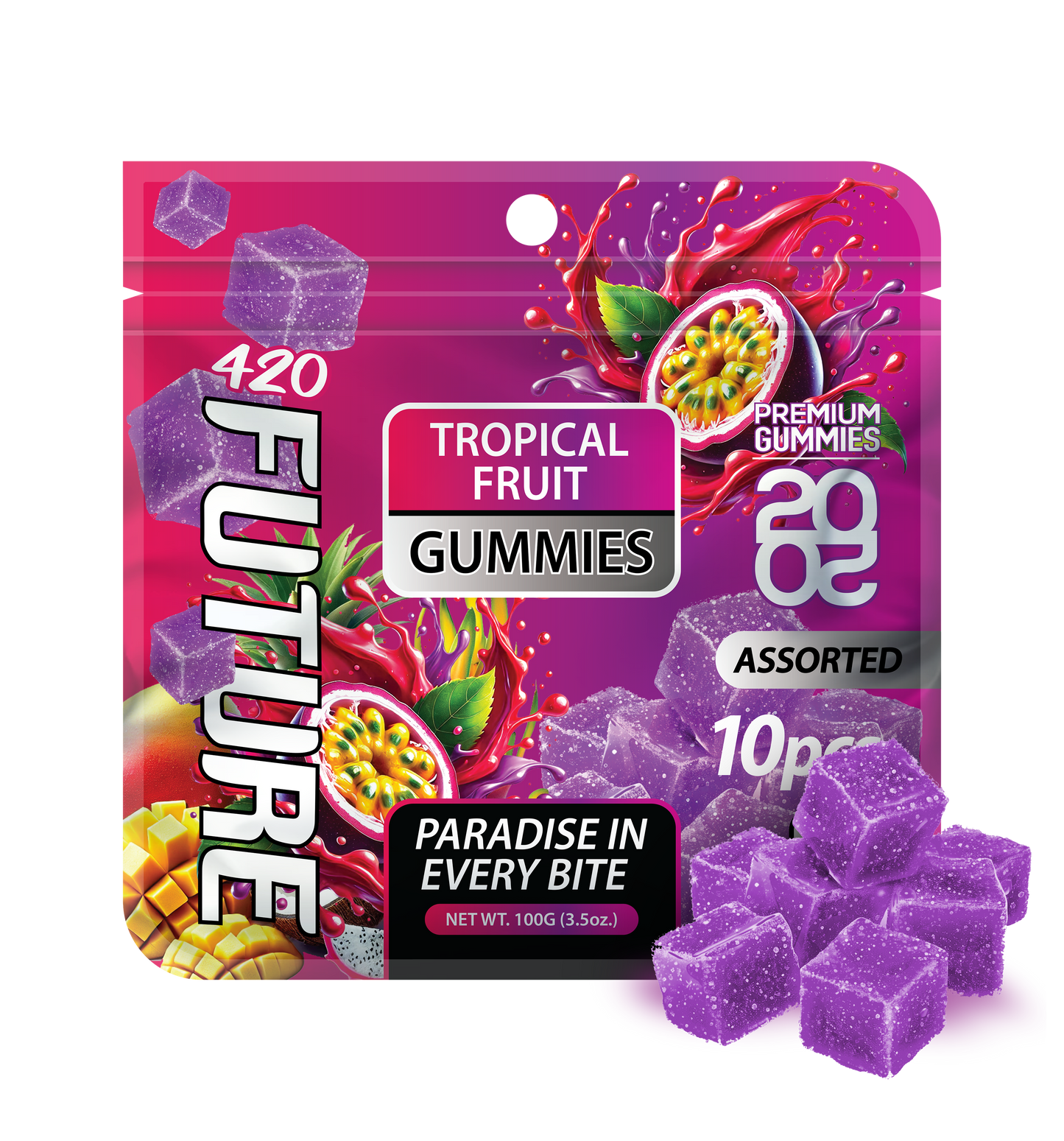 Tropical Fruit 10-Pack Gummies (Vegan)