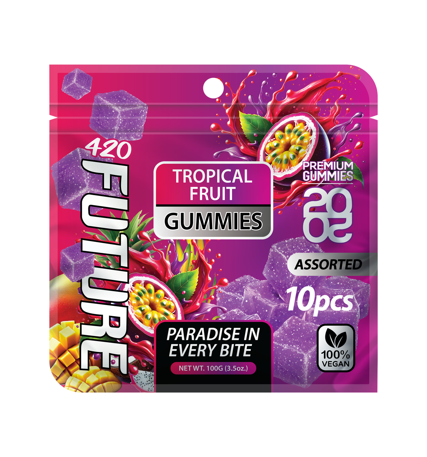 Tropical Fruit 10-Pack Gummies (Vegan)