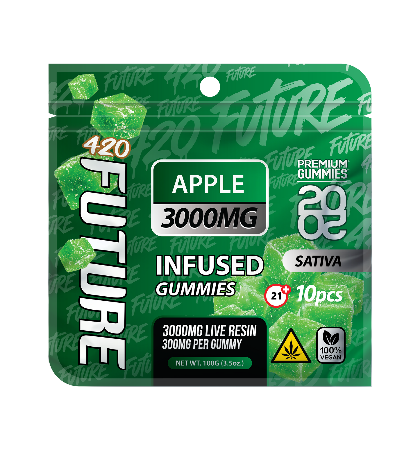 Apple (Sativa) Infused THCA Gummies - 10 Pieces