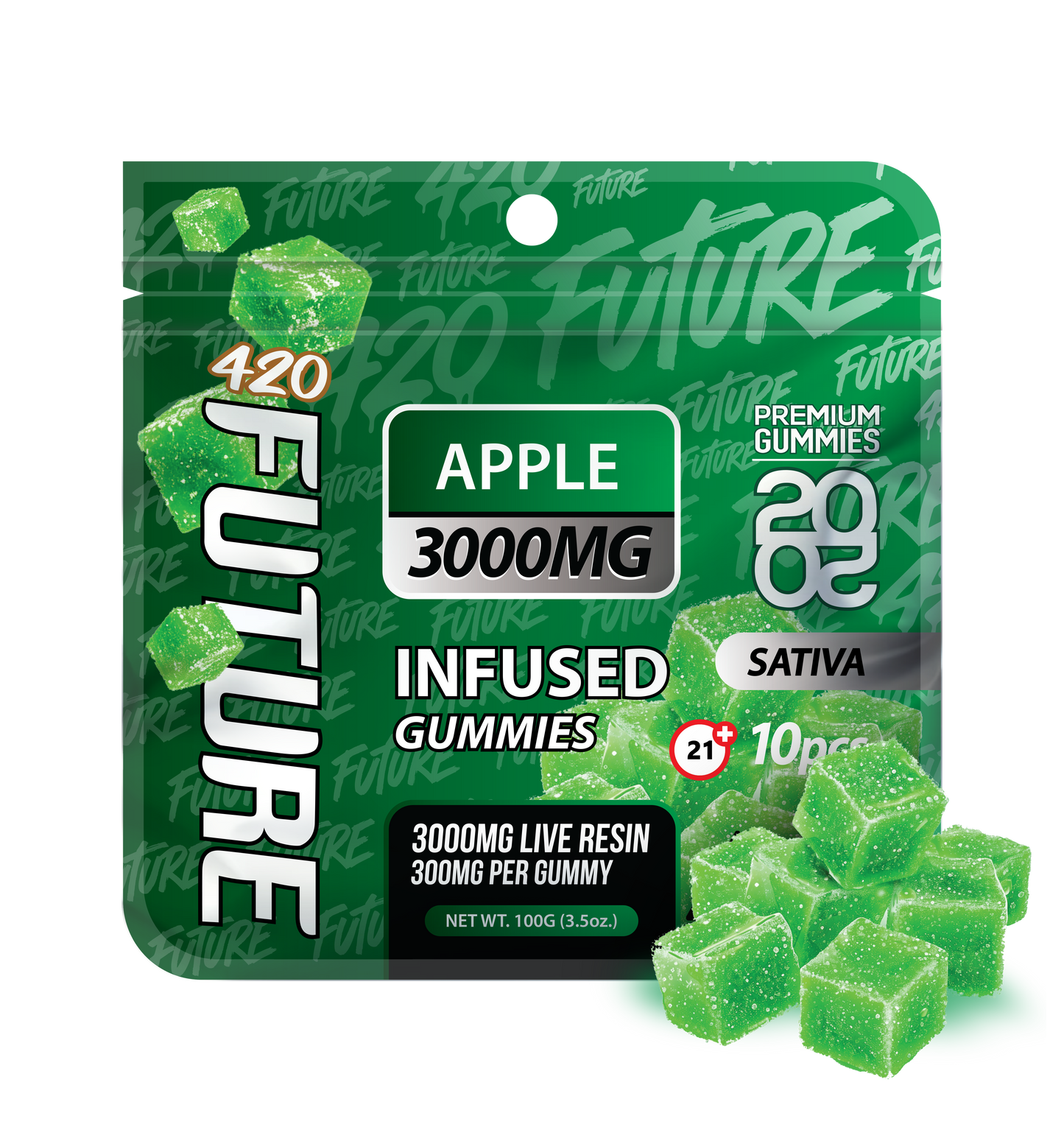 Apple (Sativa) Infused THCA Gummies - 10 Pieces