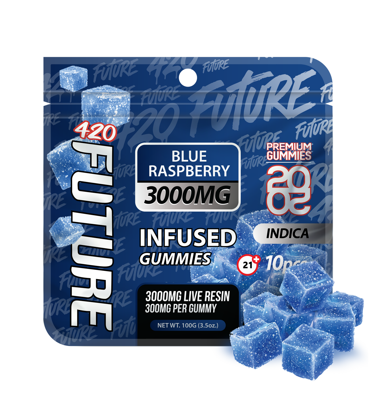 Blue Raspberry (Indica) Infused THCA Gummies - 10 Pieces