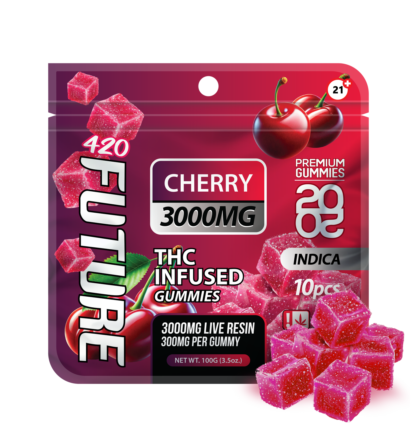 Cherry (Indica) Infused THCA Gummies - 10 Pieces
