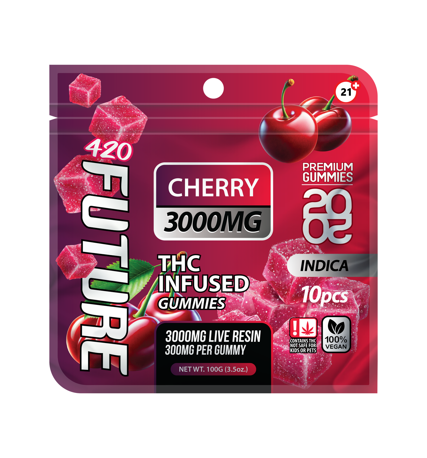 Cherry (Indica) Infused THCA Gummies - 10 Pieces