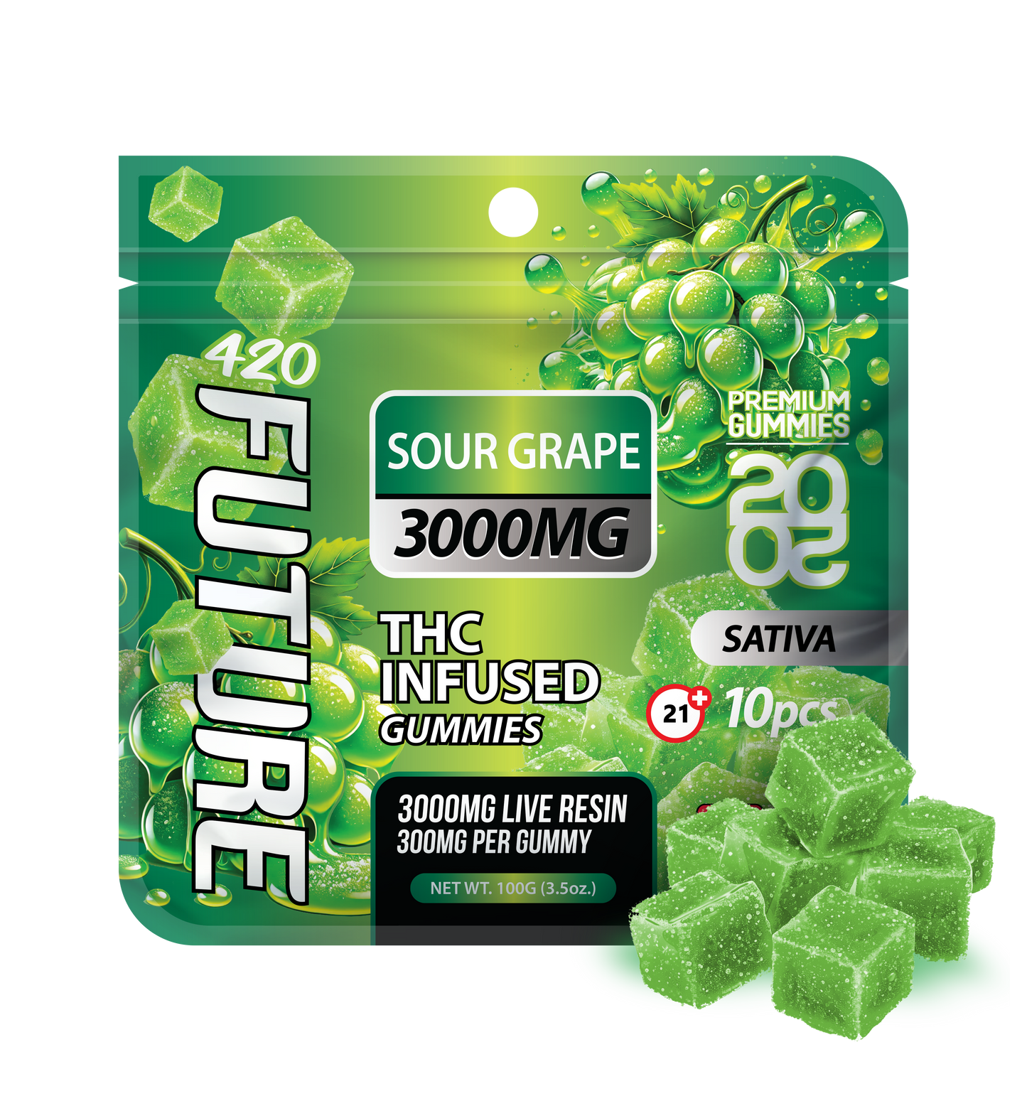 Sour Grape (Indica) Infused THCA Gummies - 10 Pieces