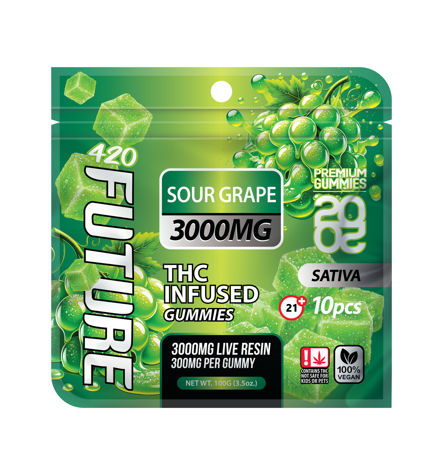 Sour Grape (Indica) Infused THCA Gummies - 10 Pieces