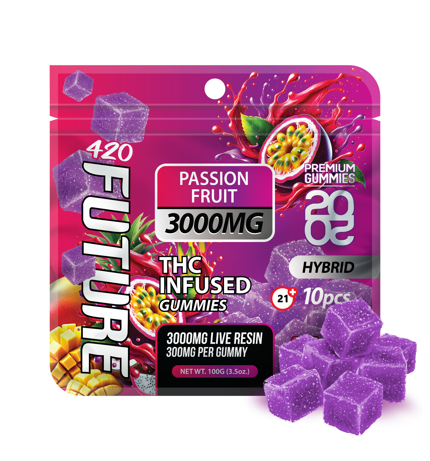 Passion Fruit (Indica) Infused THCA Gummies - 10 Pieces