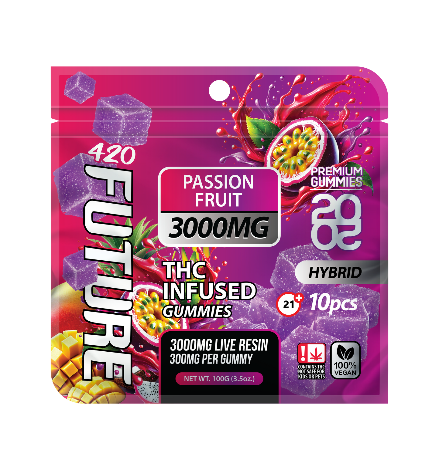 Passion Fruit (Indica) Infused THCA Gummies - 10 Pieces