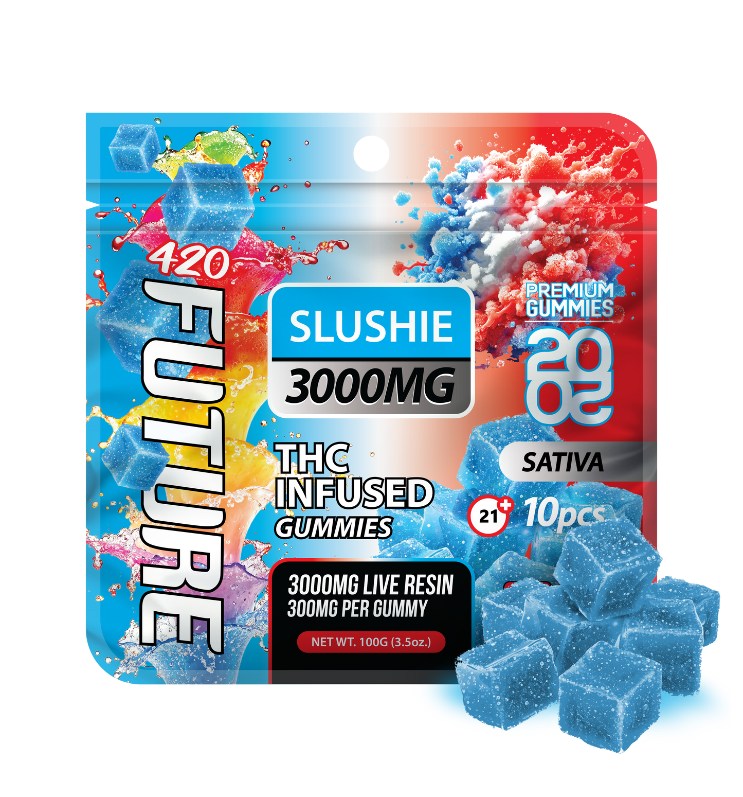 Slushie (Sativa) Infused THCA Gummies - 10 Pieces