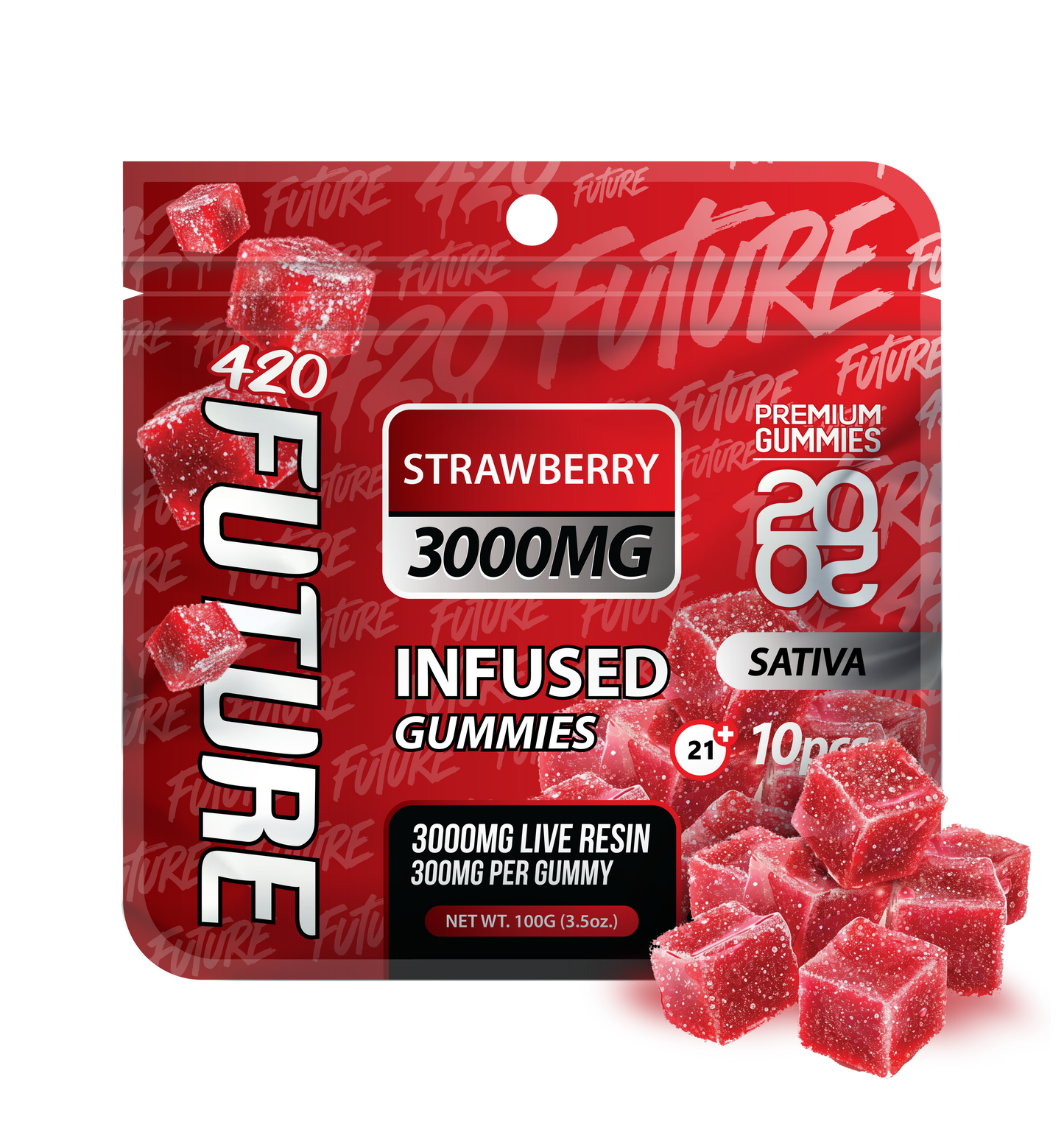 Strawberry (Sativa) Infused THCA Gummies - 10 Pieces