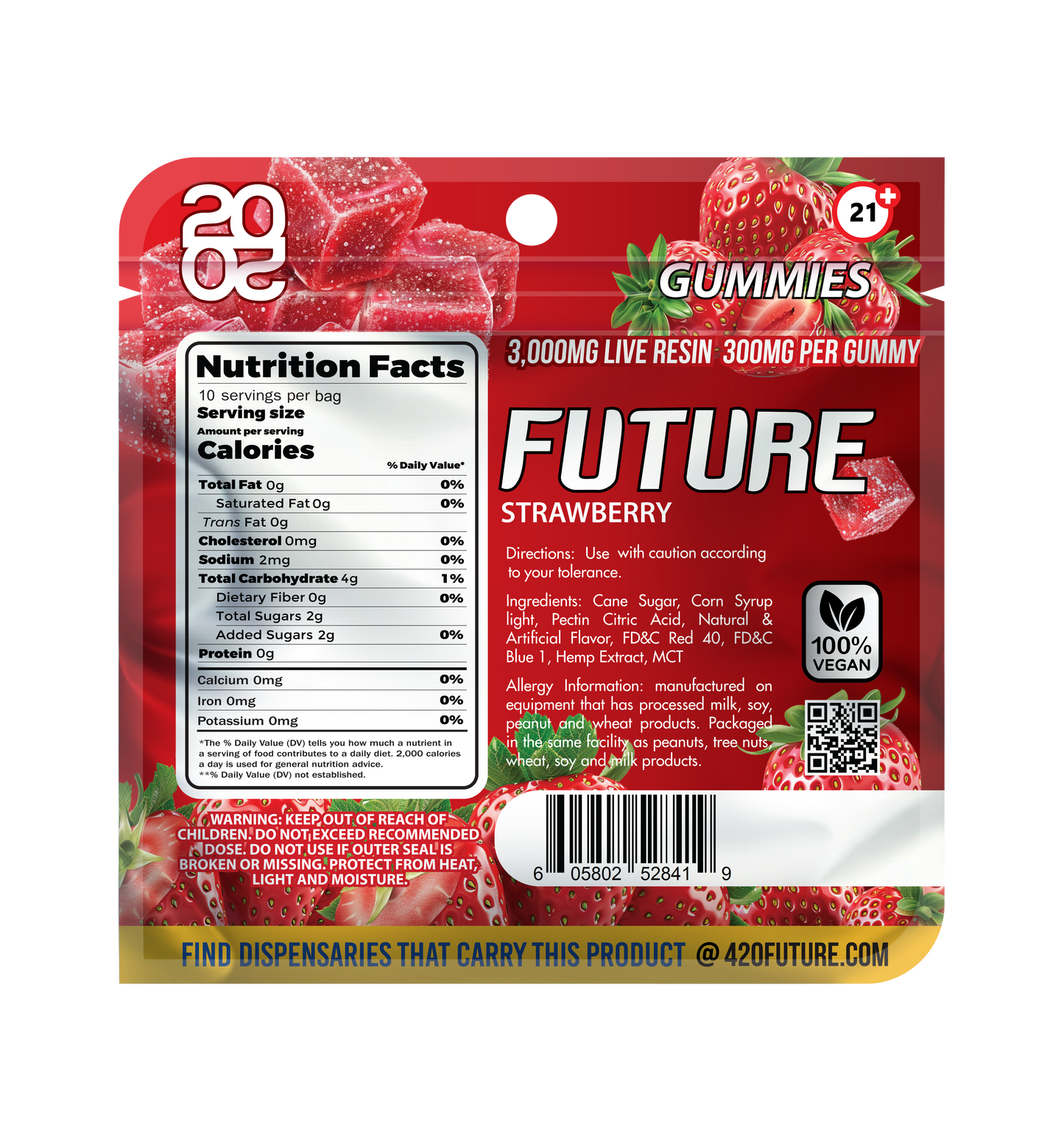 Future Thca Infused Gummies 3000 MG - Strawberry - B2B