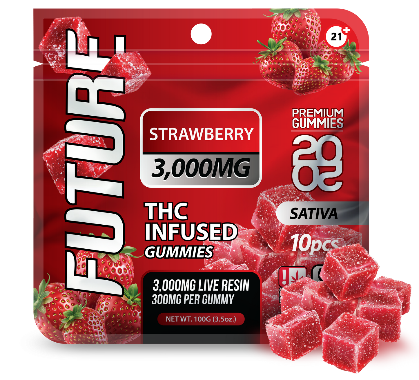 Future Thca Infused Gummies 3000 MG - Strawberry - B2B