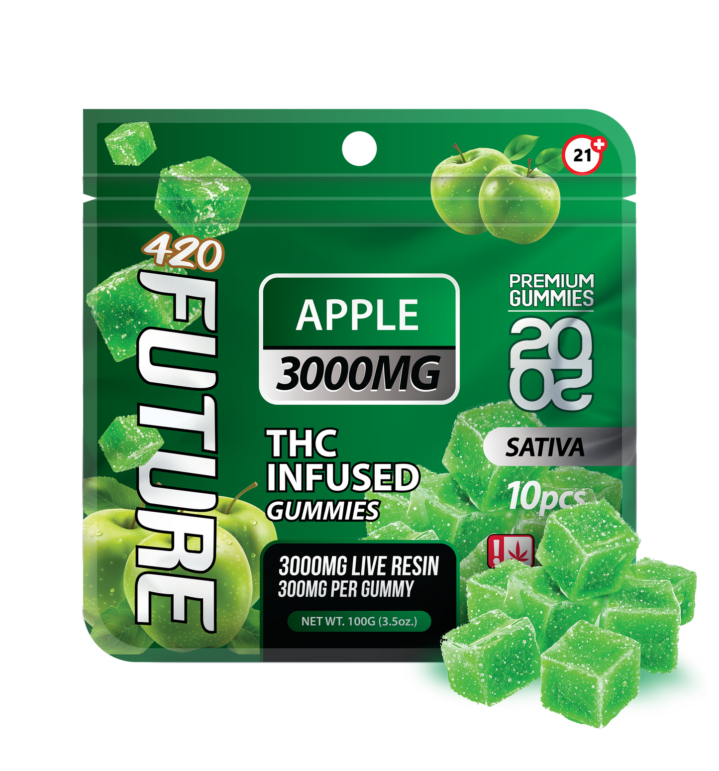 Apple (Sativa) Infused THCA Gummies - 10 Pieces