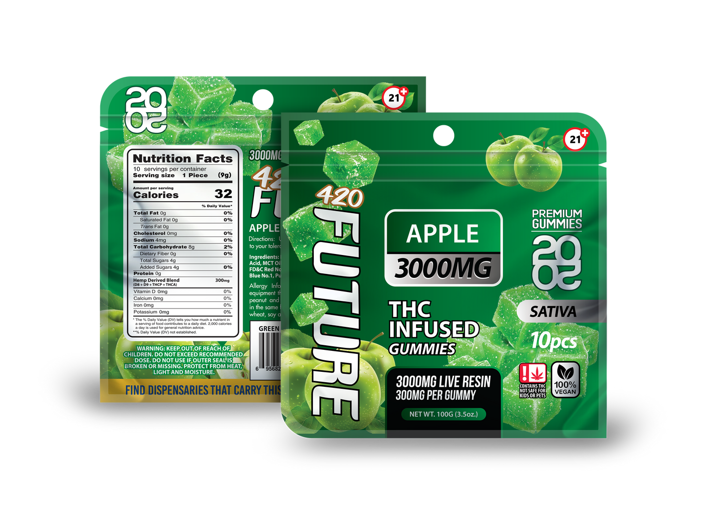 Apple (Sativa) Infused THCA Gummies - 10 Pieces