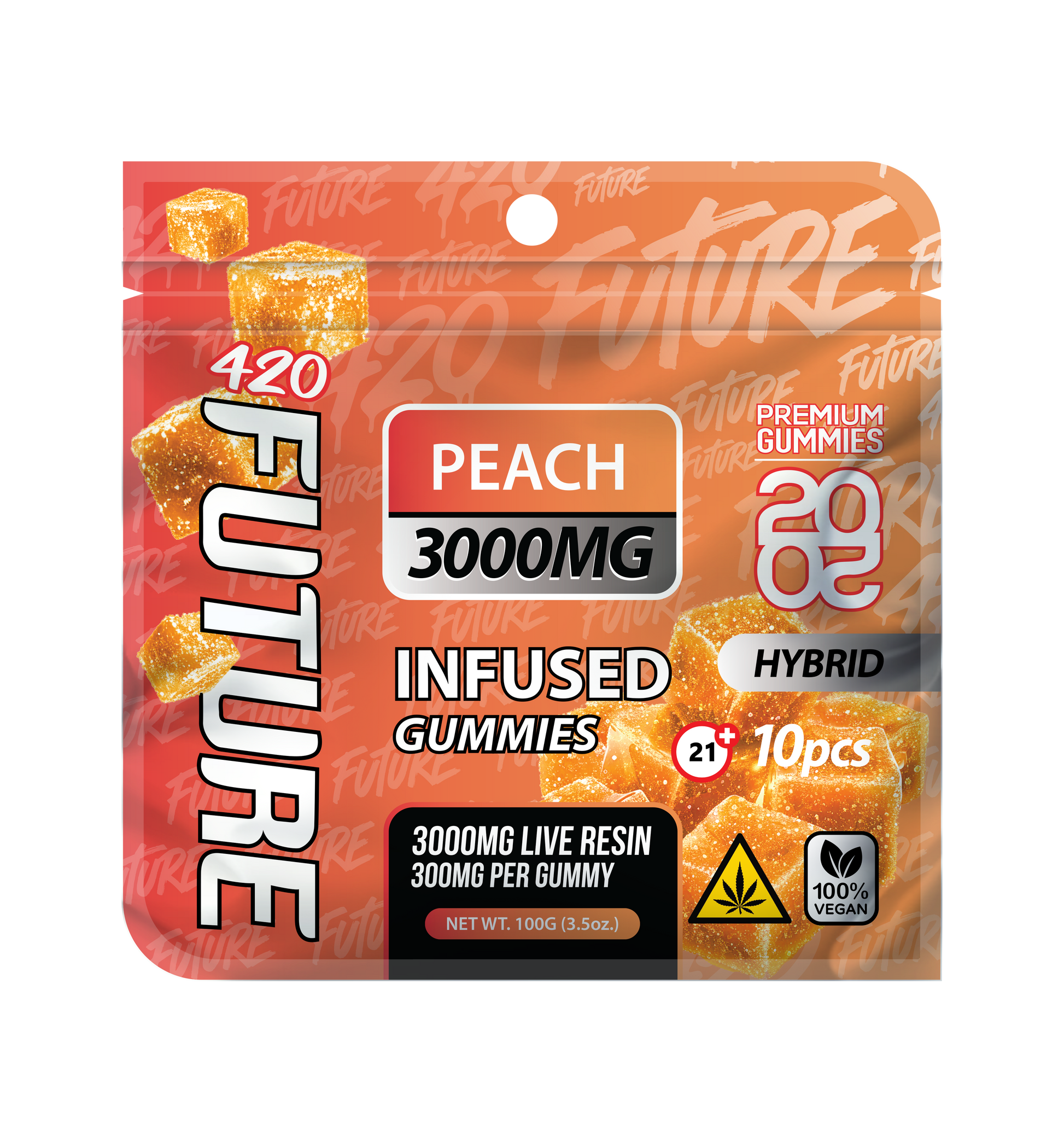 Peach Peach (Hybrid) Infused THCA Gummies - 10 Pieces – 420Future Shop