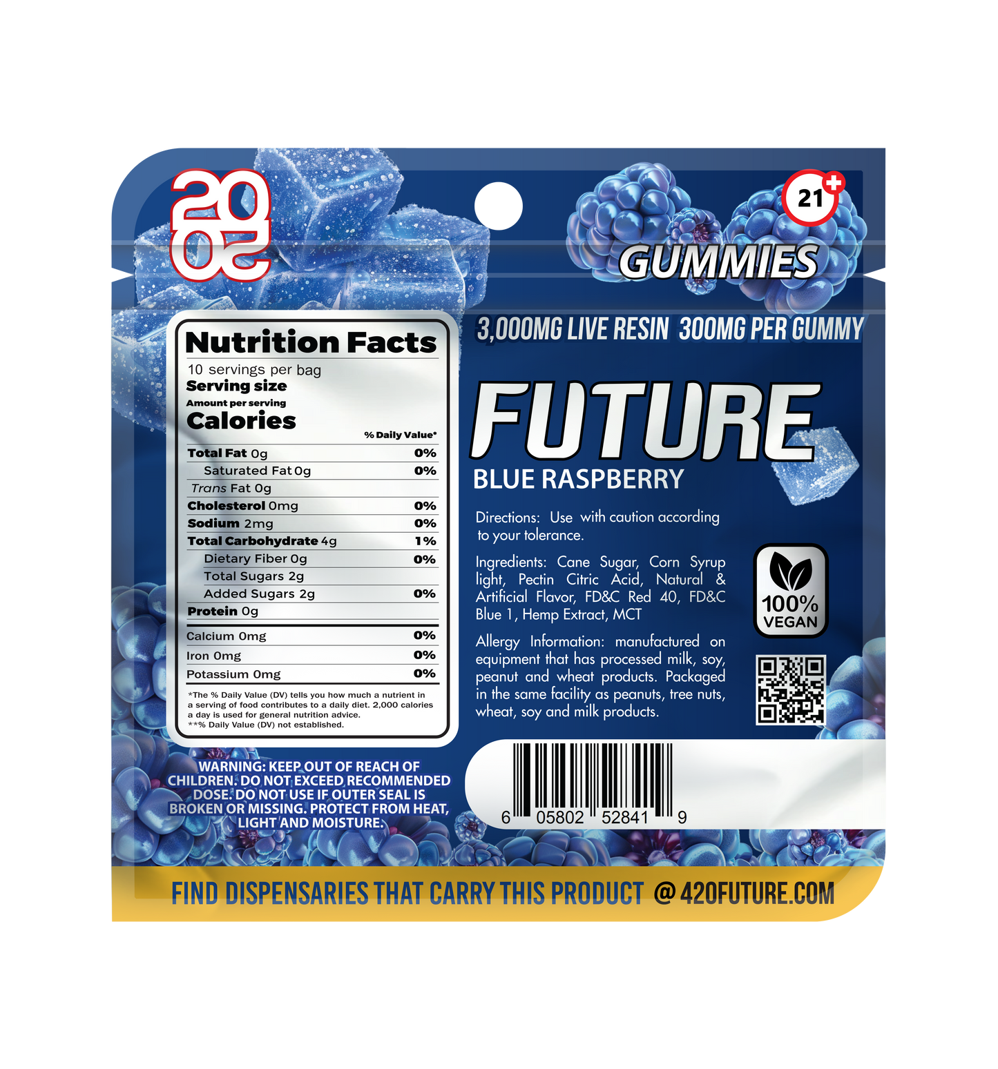 Future Thca Infused Gummies 3000 MG - Blue Raspberry - B2B