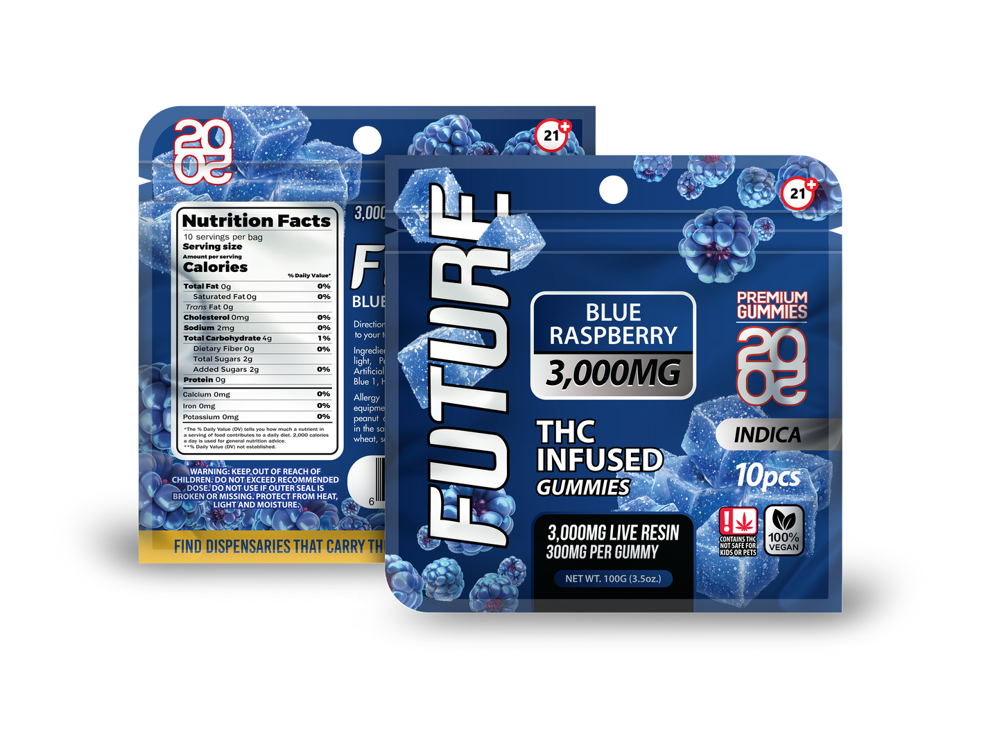 Future Thca Infused Gummies 3000 MG - Blue Raspberry - B2B