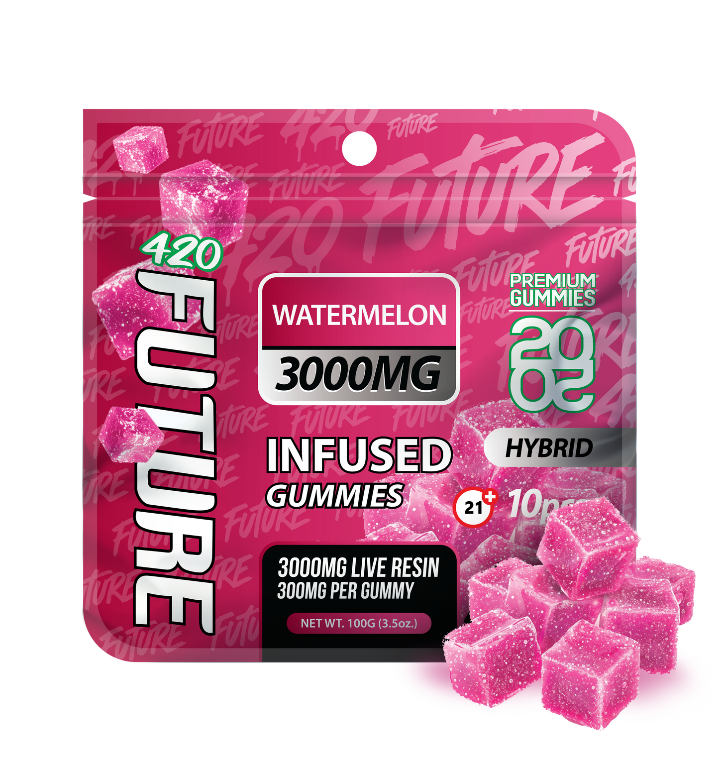 Watermelon (Hybrid) Infused THCA Gummies - 10 Pieces