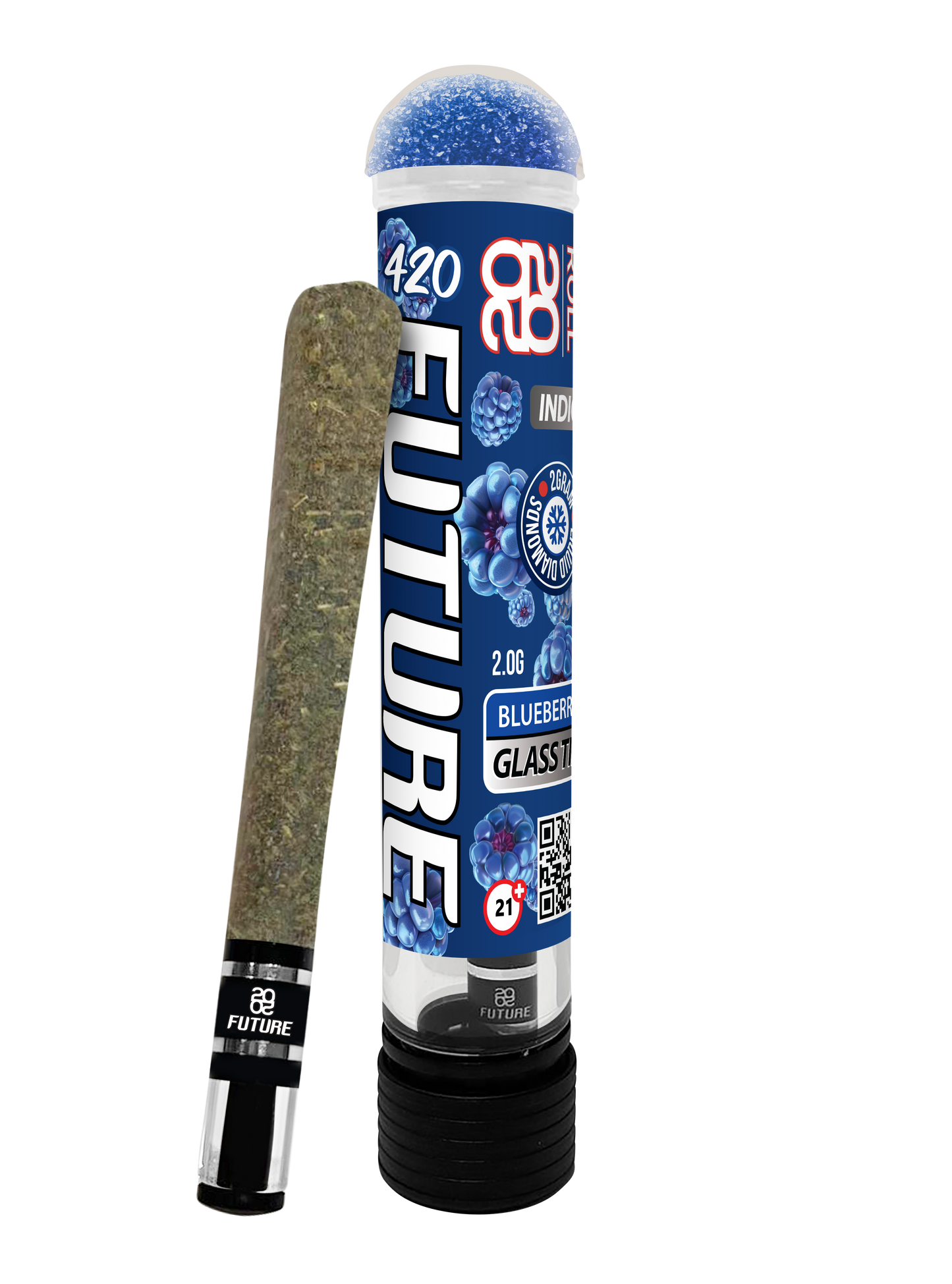 Blueberry (Indica) 2G Pre-Roll with Glass Tip and GummyCap™